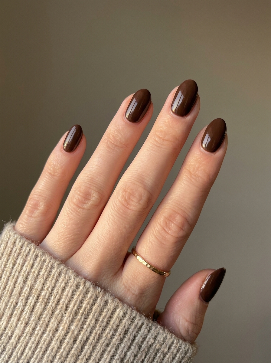 Simple Chocolate Brown Nails als Simple Fall Nails Inspiration 2026